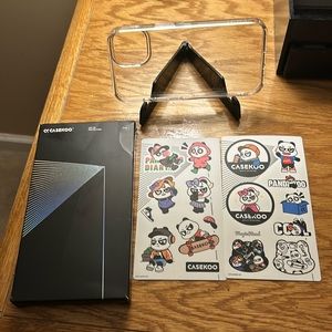 Casekoo clear iPhone 14 case with stickers and stand